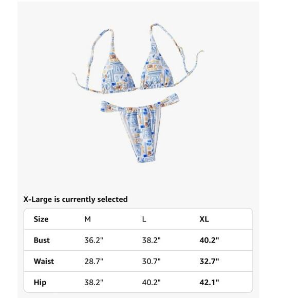 Women's 2 Piece Bathing Suit Graphic Boho Triangle Swimsuits Thong Cheeky - Picture 5 of 5